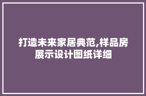 打造未来家居典范,样品房展示设计图纸详细