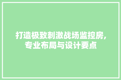 打造极致刺激战场监控房,专业布局与设计要点