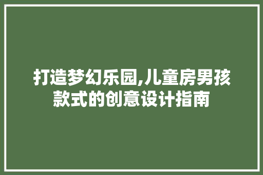 打造梦幻乐园,儿童房男孩款式的创意设计指南