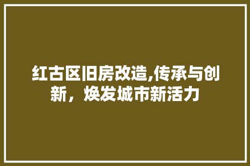 红古区旧房改造,传承与创新，焕发城市新活力