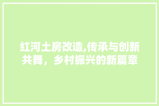 红河土房改造,传承与创新共舞，乡村振兴的新篇章