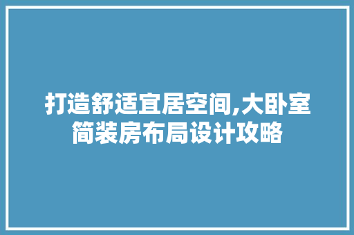 打造舒适宜居空间,大卧室简装房布局设计攻略