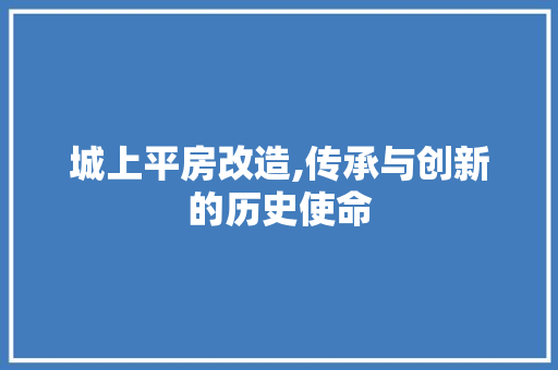 城上平房改造,传承与创新的历史使命
