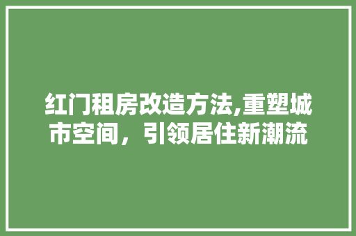 红门租房改造方法,重塑城市空间，引领居住新潮流