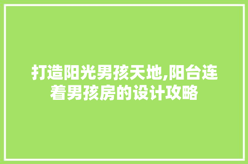 打造阳光男孩天地,阳台连着男孩房的设计攻略