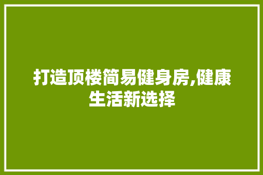 打造顶楼简易健身房,健康生活新选择