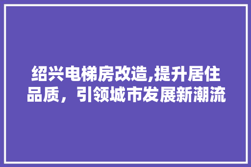 绍兴电梯房改造,提升居住品质，引领城市发展新潮流