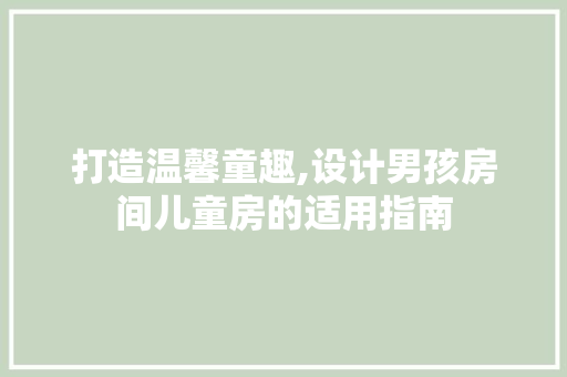 打造温馨童趣,设计男孩房间儿童房的适用指南