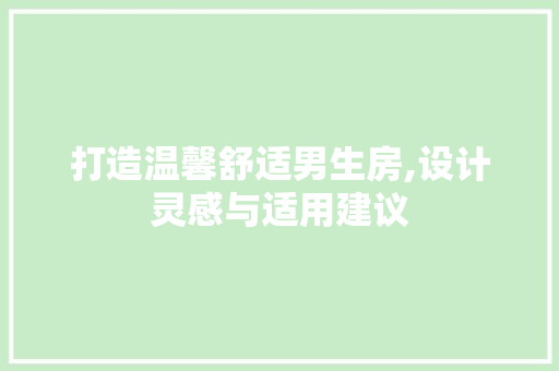 打造温馨舒适男生房,设计灵感与适用建议