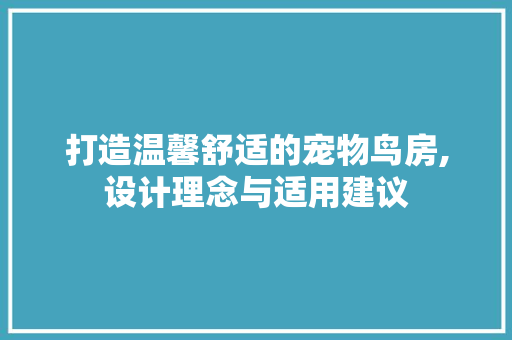 打造温馨舒适的宠物鸟房,设计理念与适用建议