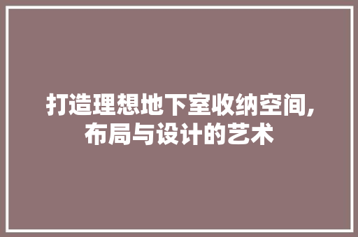 打造理想地下室收纳空间,布局与设计的艺术