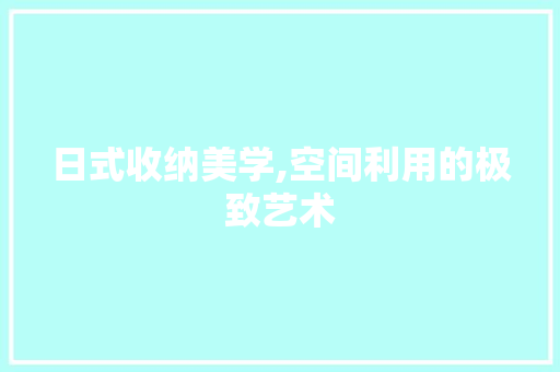 日式收纳美学,空间利用的极致艺术