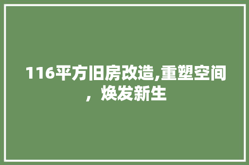 116平方旧房改造,重塑空间，焕发新生