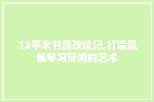 12平米书房改造记,打造温馨学习空间的艺术