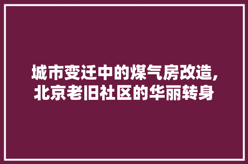 城市变迁中的煤气房改造,北京老旧社区的华丽转身