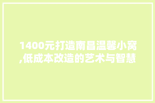 1400元打造南昌温馨小窝,低成本改造的艺术与智慧