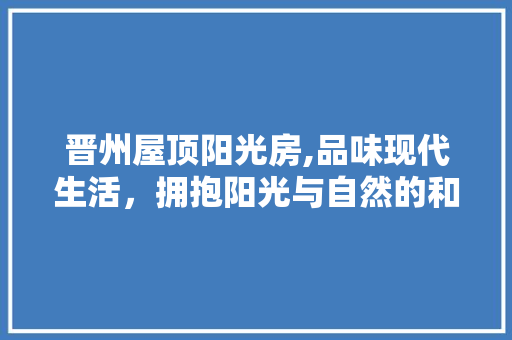晋州屋顶阳光房,品味现代生活，拥抱阳光与自然的和谐共生