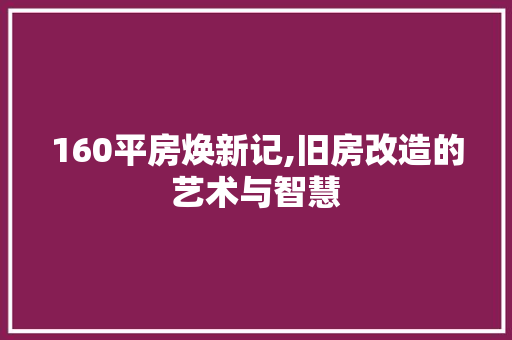 160平房焕新记,旧房改造的艺术与智慧