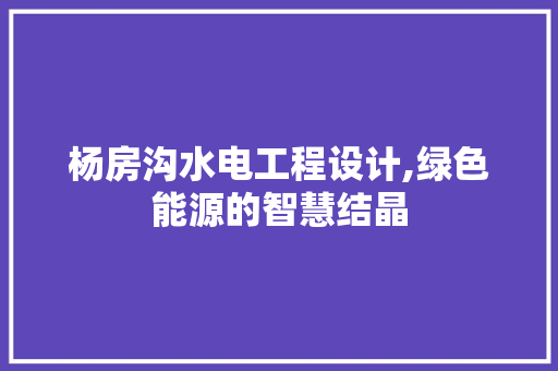 杨房沟水电工程设计,绿色能源的智慧结晶