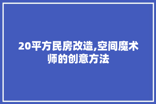20平方民房改造,空间魔术师的创意方法
