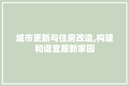 城市更新与住房改造,构建和谐宜居新家园