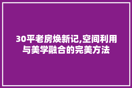30平老房焕新记,空间利用与美学融合的完美方法