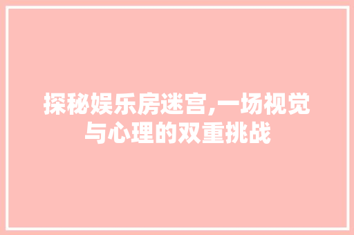 探秘娱乐房迷宫,一场视觉与心理的双重挑战