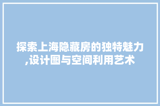 探索上海隐藏房的独特魅力,设计图与空间利用艺术