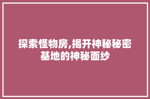 探索怪物房,揭开神秘秘密基地的神秘面纱