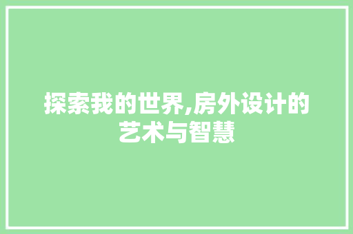 探索我的世界,房外设计的艺术与智慧