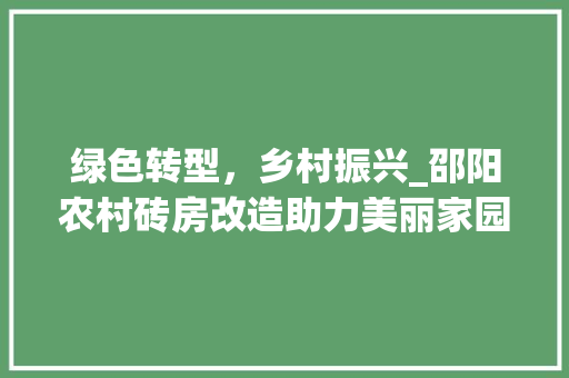 绿色转型，乡村振兴_邵阳农村砖房改造助力美丽家园建设