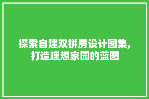 探索自建双拼房设计图集,打造理想家园的蓝图