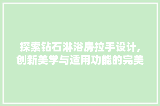 探索钻石淋浴房拉手设计,创新美学与适用功能的完美融合