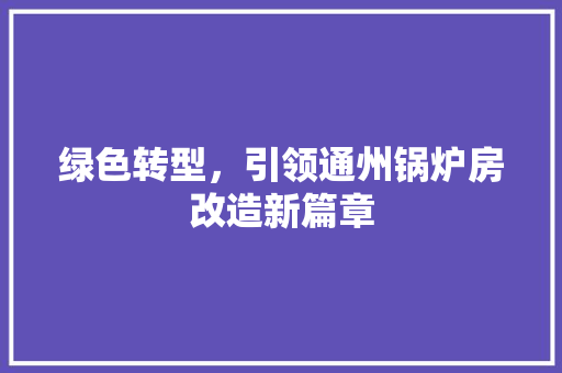 绿色转型，引领通州锅炉房改造新篇章