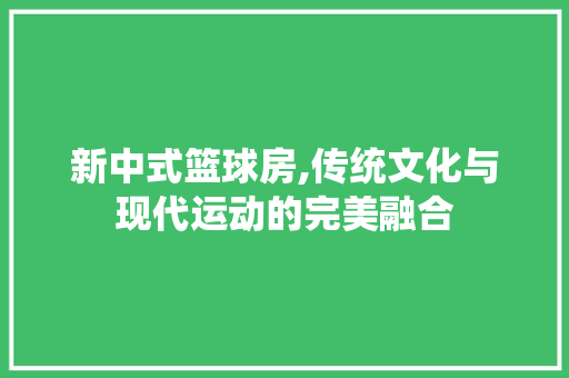 新中式篮球房,传统文化与现代运动的完美融合