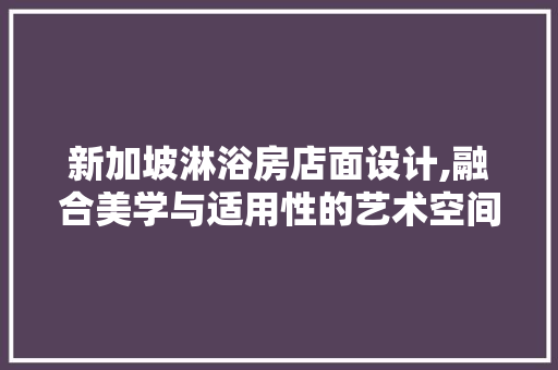 新加坡淋浴房店面设计,融合美学与适用性的艺术空间