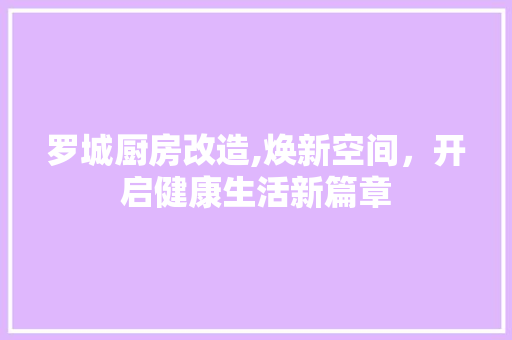 罗城厨房改造,焕新空间，开启健康生活新篇章