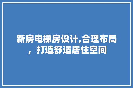 新房电梯房设计,合理布局，打造舒适居住空间