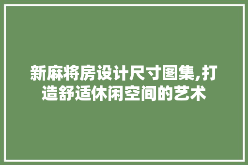 新麻将房设计尺寸图集,打造舒适休闲空间的艺术
