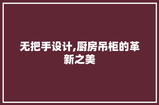 无把手设计,厨房吊柜的革新之美