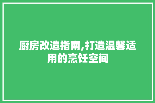 厨房改造指南,打造温馨适用的烹饪空间