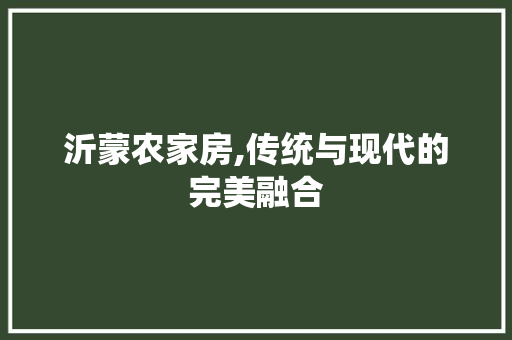 沂蒙农家房,传统与现代的完美融合