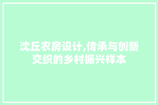 沈丘农房设计,传承与创新交织的乡村振兴样本