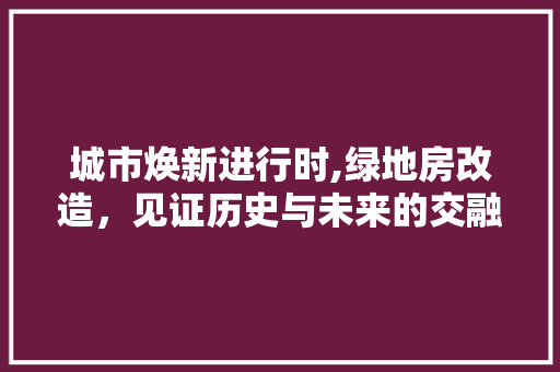 城市焕新进行时,绿地房改造，见证历史与未来的交融