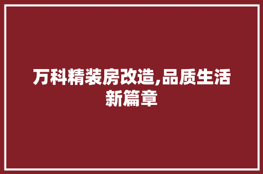 万科精装房改造,品质生活新篇章