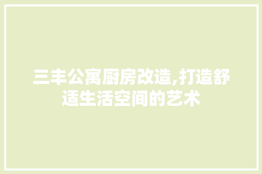 三丰公寓厨房改造,打造舒适生活空间的艺术