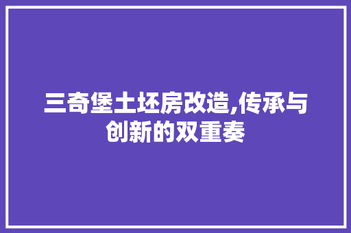 三奇堡土坯房改造,传承与创新的双重奏