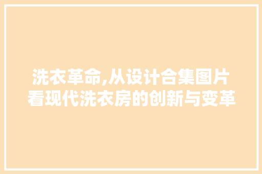 洗衣革命,从设计合集图片看现代洗衣房的创新与变革