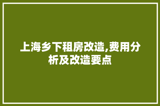 上海乡下租房改造,费用分析及改造要点