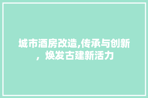 城市酒房改造,传承与创新，焕发古建新活力